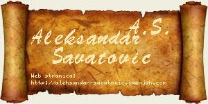 Aleksandar Savatović vizit kartica